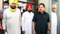 Punjab Congress President Navjot Singh Sidhu along with Punjab CM Charanjit Singh Channi