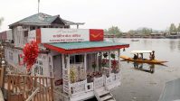 A 200-year-old floating boat post office at Dal Lake